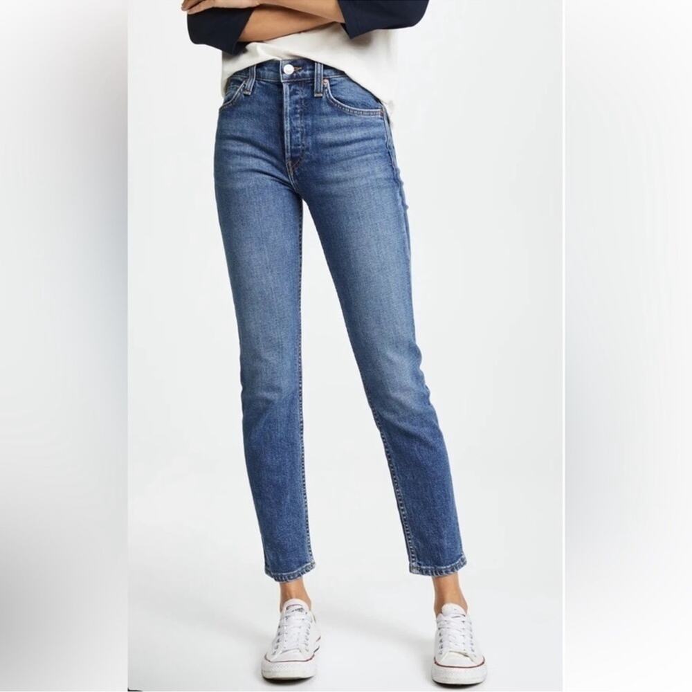 Re/Done Comfort Stretch High Rise Ankle Crop Jeans Size 27